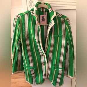 Juicy Couture Green/Cream Striped Knit Blazer Sz M
